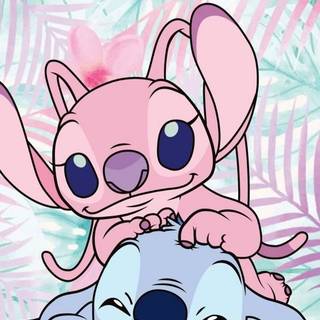 Pink and blue Stitch wallpaper