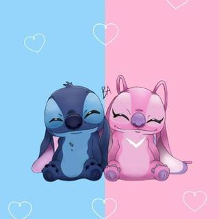 Pink and blue Stitch wallpaper