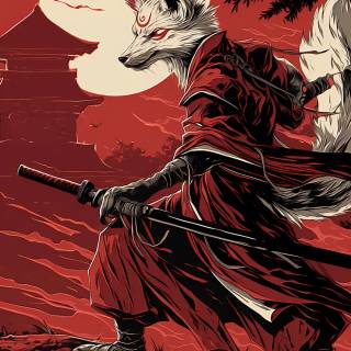 iPhone red samurai wallpaper