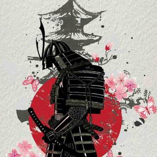 iPhone red samurai wallpaper