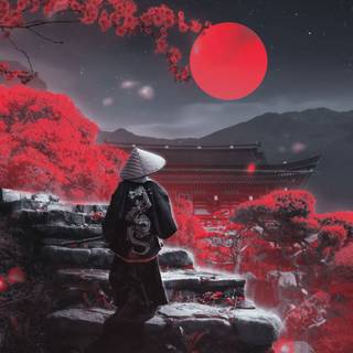 iPhone red samurai wallpaper