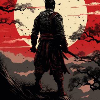 iPhone red samurai wallpaper