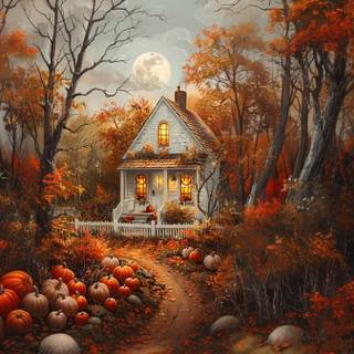 Autumn cozy house wallpaper