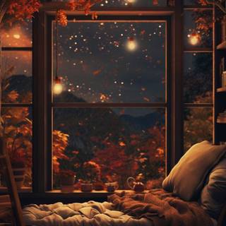 Autumn cozy house wallpaper