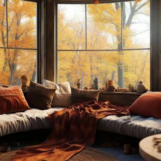 Autumn cozy house wallpaper