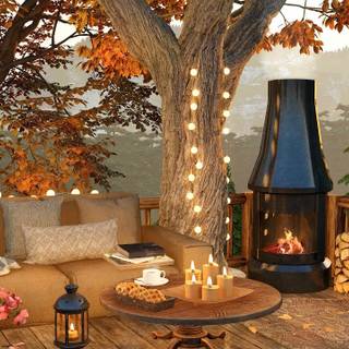 Autumn cozy house wallpaper