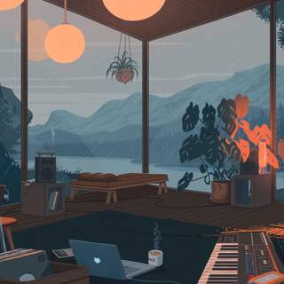 Autumn cozy house wallpaper