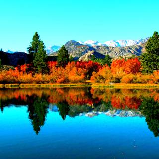 Autumn lake mountain wallpaper