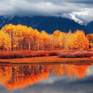 Autumn lake mountain wallpaper