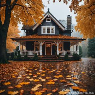Autumn cozy house wallpaper