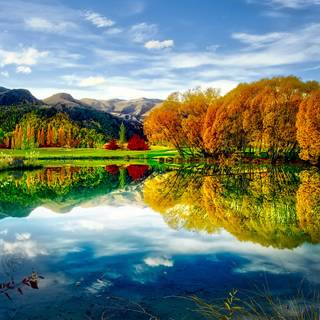 Autumn lake mountain wallpaper