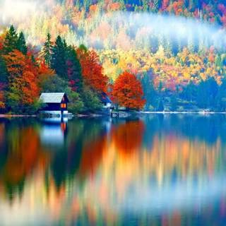 Autumn lake desktop wallpaper