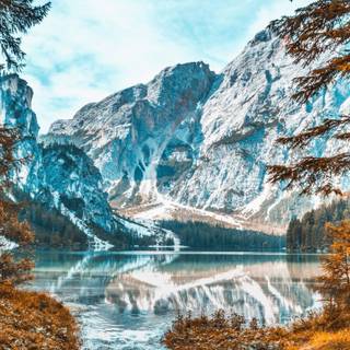 Autumn lake mountain wallpaper