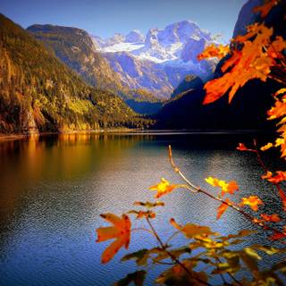 Autumn lake mountain wallpaper
