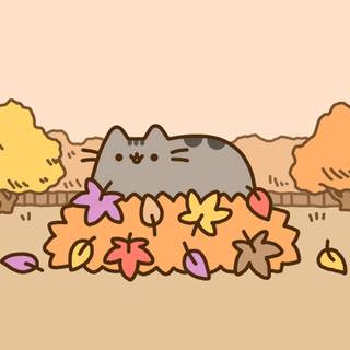 Autumn Pusheen desktop wallpaper