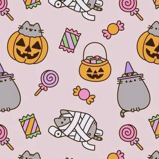 Pusheen autumn phone wallpaper