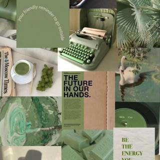 Green collage phone wallpaper