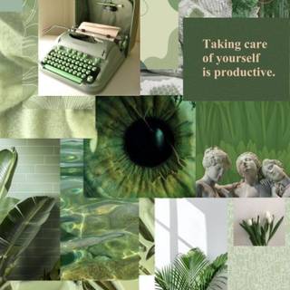 Green collage phone wallpaper