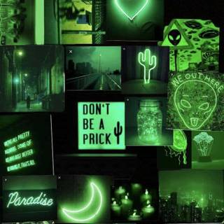 Green collage phone wallpaper