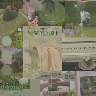 Green collage phone wallpaper