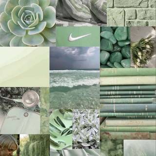 Green collage phone wallpaper