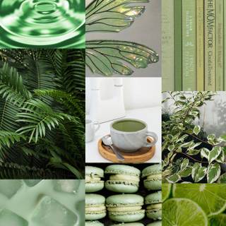 Green collage phone wallpaper