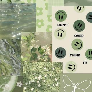 Green collage phone wallpaper