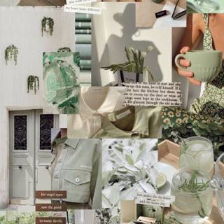 Green collage phone wallpaper