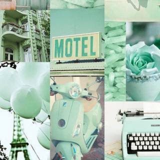 Green collage phone wallpaper