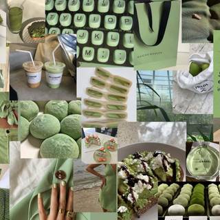 Pastel green collage wallpaper