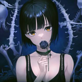 Anime PC blue and black wallpaper