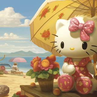 Hello Kitty beach wallpaper