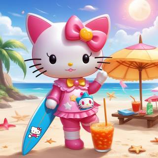 Hello Kitty beach wallpaper