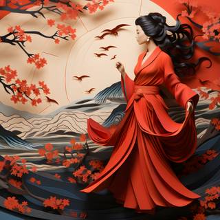 Japanese painting 4k wallpaper