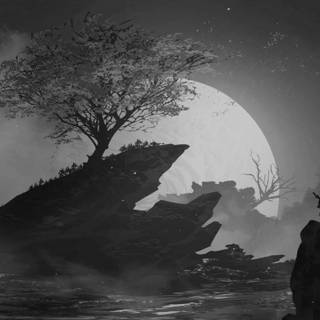 Black and white anime samurai wallpaper