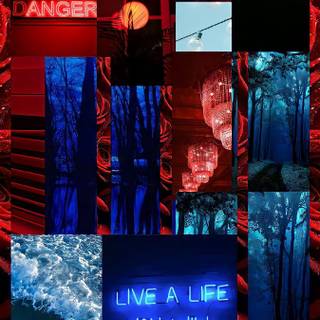 Red and blue aesthetic wallpaper