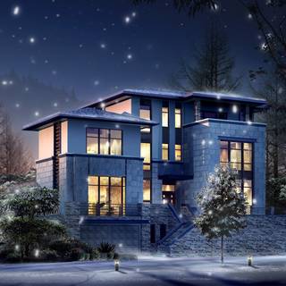 Winter home arhitecture wallpaper