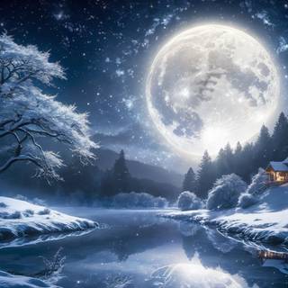 Night winter season wallpaper