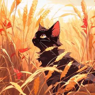 Autumn cat anime wallpaper