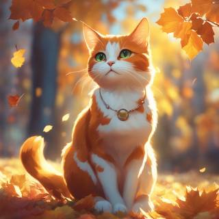 Autumn cat anime wallpaper