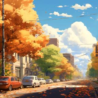 Lofi autumn desktop wallpaper