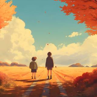 Lofi autumn desktop wallpaper