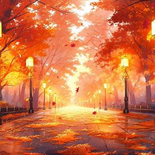 Lofi autumn desktop wallpaper