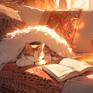 Autumn cat anime wallpaper