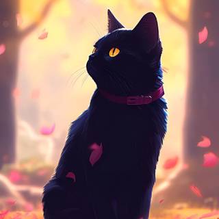 Autumn cat anime wallpaper