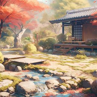 Lofi autumn desktop wallpaper