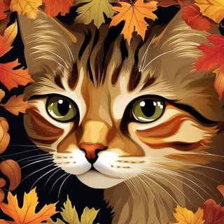 Cute autumn cat wallpaper