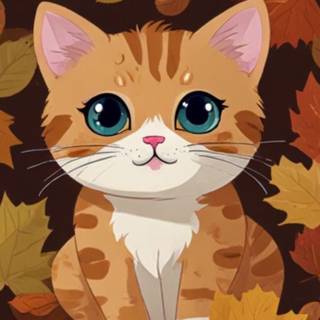 Cute autumn cat wallpaper