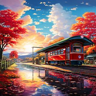 Train station autumn wallpaper