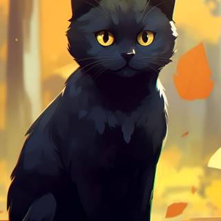 Autumn cat anime wallpaper